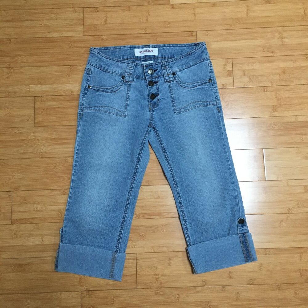 EUC Hydraulic Light Wash Wide Cuffed Cropped Jeans
